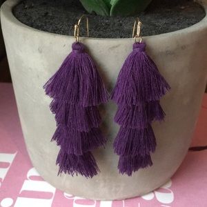 Purple Tiered Tassel Earrings
